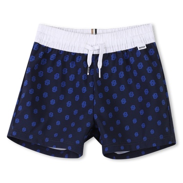 BOSS Traje de baño para bebe tipo short ajustable, azul marino all over print logo
